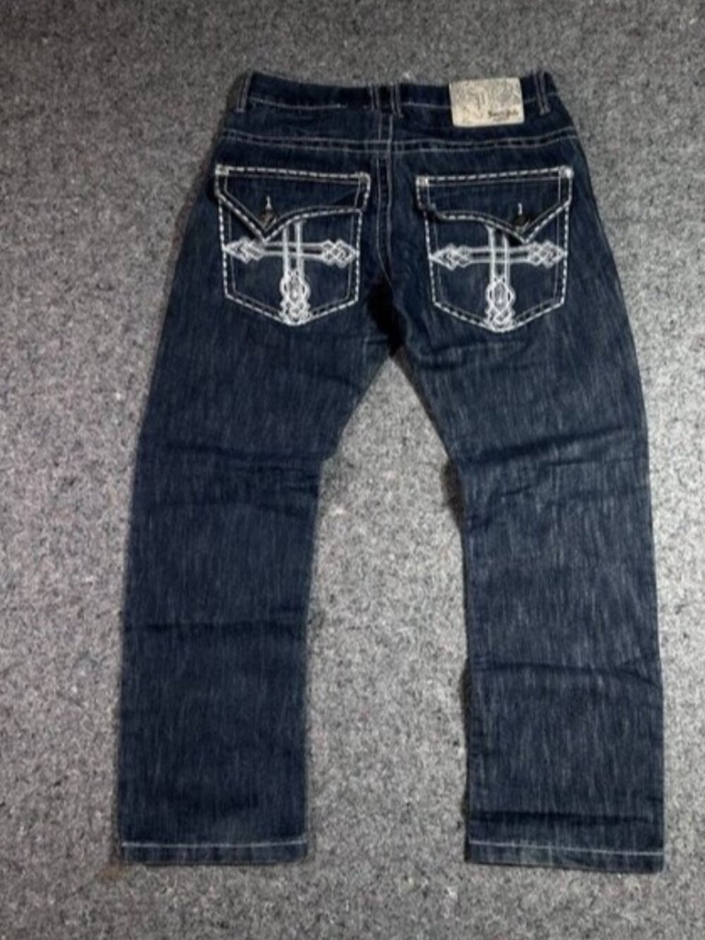 Vintage Deadstock Y2K Southpole Grunge Cyber Cross Straight Denim Jeans 32x30